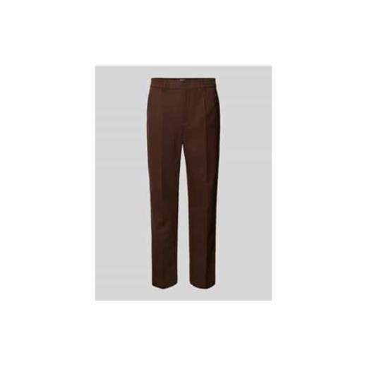 Spodnie o kroju tapered fit z zakładkami w pasie i elastycznym pasem model ‘MARC’ ze sklepu Peek&Cloppenburg  w kategorii Spodnie męskie - zdjęcie 177831034
