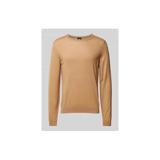 Sweter z żywej wełny z detalem z logo model ‘Leno’ ze sklepu Peek&Cloppenburg  w kategorii Swetry męskie - zdjęcie 177831084