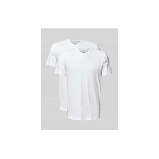 T-shirt z prążkowanym dekoltem w serek ze sklepu Peek&Cloppenburg  w kategorii Podkoszulki męskie - zdjęcie 177833703