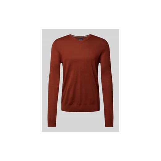Sweter z dzianiny z dekoltem w serek ze sklepu Peek&Cloppenburg  w kategorii Swetry męskie - zdjęcie 177835182