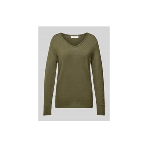 Sweter z dzianiny z zaokrąglonym dekoltem w serek ze sklepu Peek&Cloppenburg  w kategorii Swetry damskie - zdjęcie 177836000