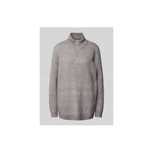 Sweter z dzianiny o kroju regular fit z zapinanym kołnierzem model ‘MILI’ ze sklepu Peek&Cloppenburg  w kategorii Swetry damskie - zdjęcie 177839051