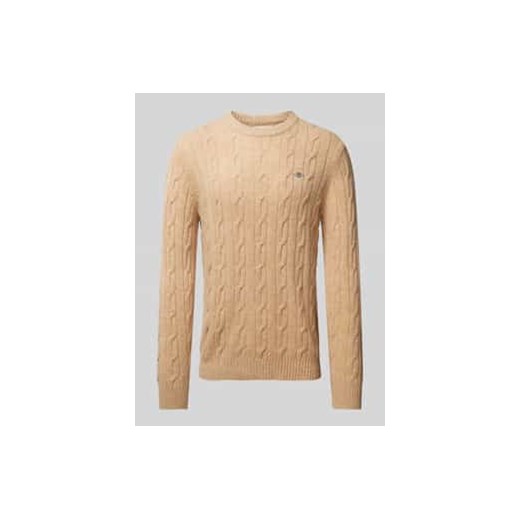 Sweter z dzianiny z wzorem warkocza ze sklepu Peek&Cloppenburg  w kategorii Swetry męskie - zdjęcie 177839693