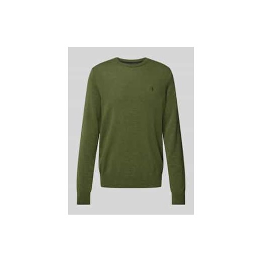 Sweter z dzianiny z wełny lana z okrągłym dekoltem ze sklepu Peek&Cloppenburg  w kategorii Swetry męskie - zdjęcie 177839702