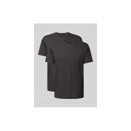 T-shirt z prążkowanym dekoltem w serek ze sklepu Peek&Cloppenburg  w kategorii Podkoszulki męskie - zdjęcie 177840852