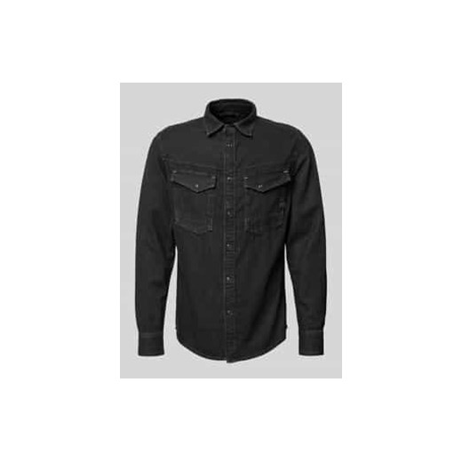 Koszula jeansowa o kroju slim fit z detalem z logo model ‘Dakota’ ze sklepu Peek&Cloppenburg  w kategorii Koszule męskie - zdjęcie 177841144
