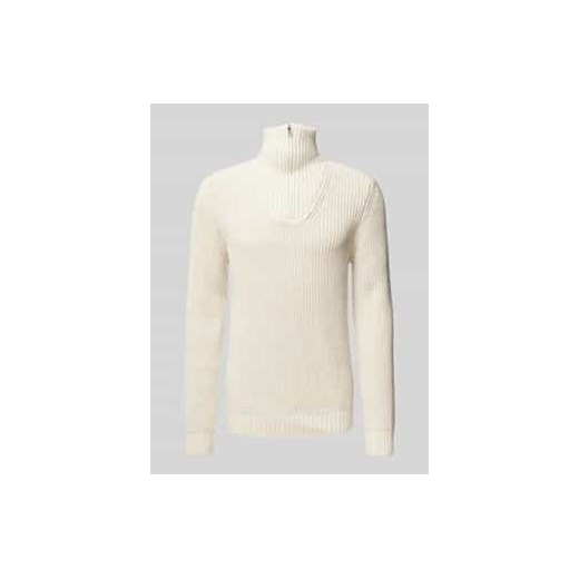Sweter z dzianiny z prążkowanymi wykończeniami ze sklepu Peek&Cloppenburg  w kategorii Swetry męskie - zdjęcie 177843030