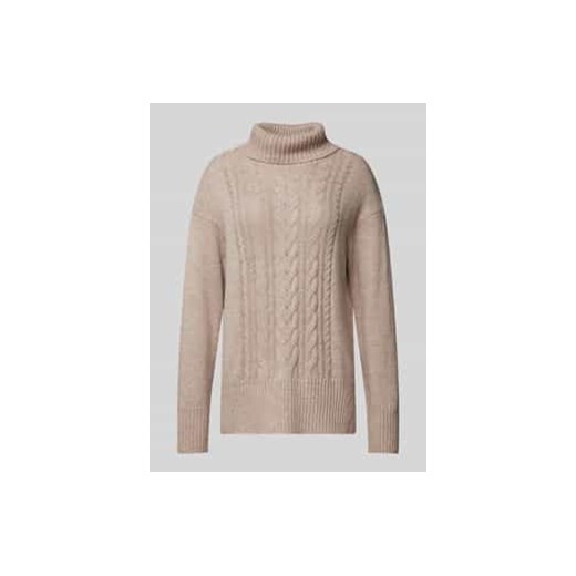 Sweter z wywijanym kołnierzem ze ściegiem warkoczowym ze sklepu Peek&Cloppenburg  w kategorii Swetry damskie - zdjęcie 177843113