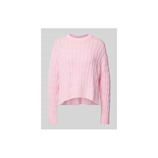 Sweter z dzianiny z czystej bawełny z okrągłym dekoltem ze sklepu Peek&Cloppenburg  w kategorii Swetry damskie - zdjęcie 177843293