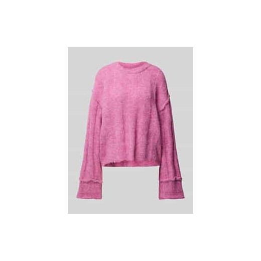 Sweter o luźnym kroju z dzianiny z dodatkiem wełny z detalami na brzegach model ‘RUBBLE’ ze sklepu Peek&Cloppenburg  w kategorii Swetry damskie - zdjęcie 177843482