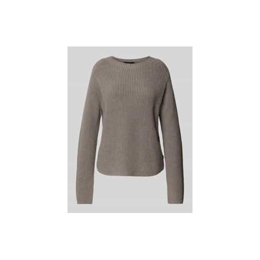 Sweter z dzianiny z prążkowanym,okrągłym dekoltem ze sklepu Peek&Cloppenburg  w kategorii Swetry damskie - zdjęcie 177843690