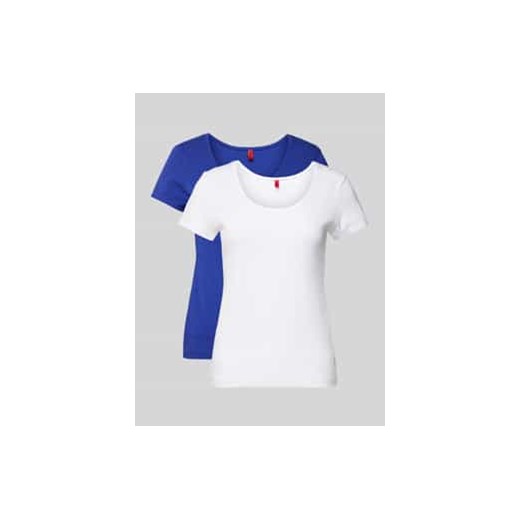 T-shirt z okrągłym prążkowanym dekoltem w zestawie 2 szt. ze sklepu Peek&Cloppenburg  w kategorii Podkoszulki i halki - zdjęcie 177844530