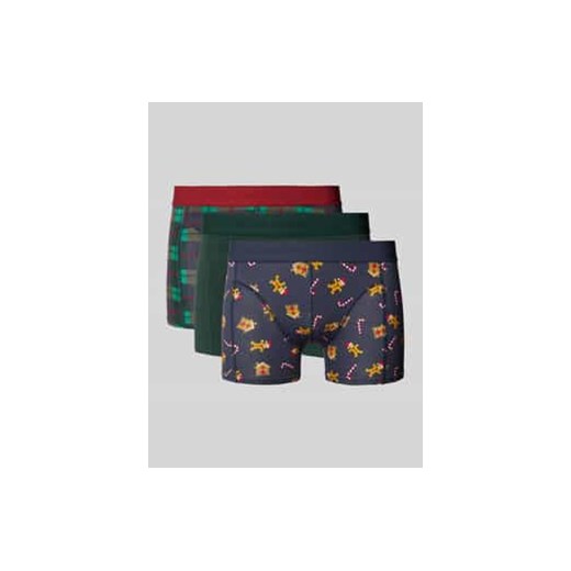 Obcisłe bokserki z elastycznym paskiem z logo w zestawie 3 szt. model ‘XMAS’ ze sklepu Peek&Cloppenburg  w kategorii Majtki męskie - zdjęcie 177845452