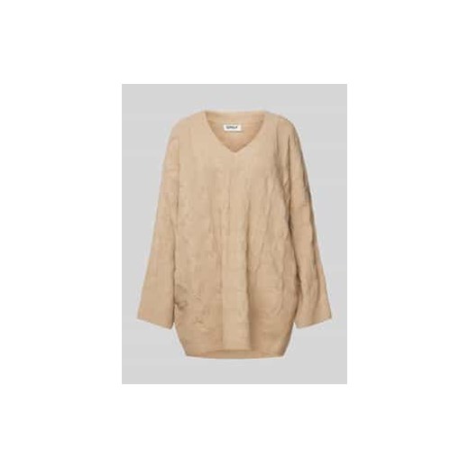 Sweter z dzianiny o luźnym kroju ze ściegiem warkoczowym model ‘JEANETT’ ze sklepu Peek&Cloppenburg  w kategorii Swetry damskie - zdjęcie 177847072