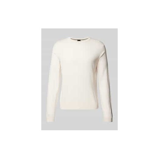 Sweter z żywej wełny z detalem z logo model ‘Leno’ ze sklepu Peek&Cloppenburg  w kategorii Swetry męskie - zdjęcie 177847562