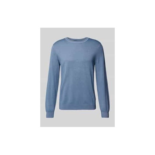 Sweter z dzianiny o kroju slim fit z żywej wełny z okrągłym dekoltem ze sklepu Peek&Cloppenburg  w kategorii Swetry męskie - zdjęcie 177848031
