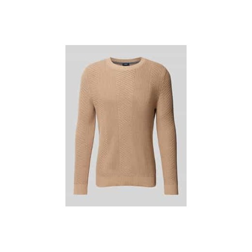 Sweter z dzianiny z fakturowanym wzorem model ‘Silor’ ze sklepu Peek&Cloppenburg  w kategorii Swetry męskie - zdjęcie 177849131