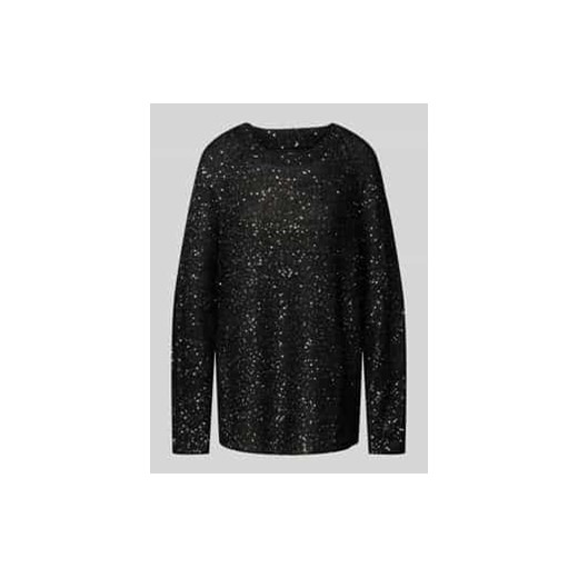 Sweter z dzianiny o kroju regular fit z cekinowym obszyciem model ‘LEILANI’ ze sklepu Peek&Cloppenburg  w kategorii Swetry damskie - zdjęcie 177849354