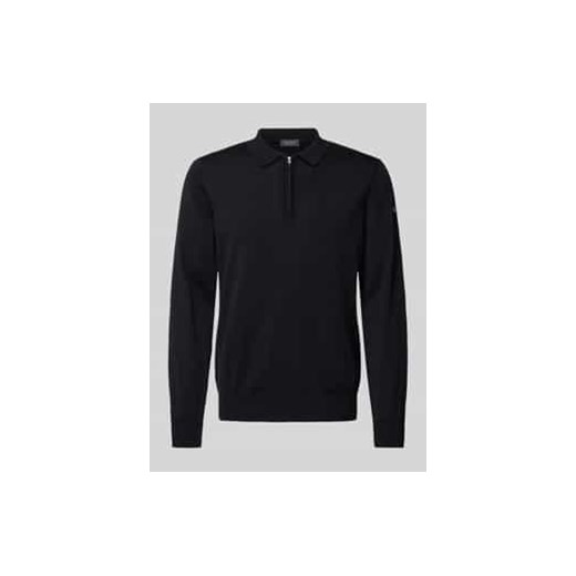 Sweter z dzianiny z czystej żywej wełny z kołnierzykiem polo ze sklepu Peek&Cloppenburg  w kategorii Swetry męskie - zdjęcie 177849672