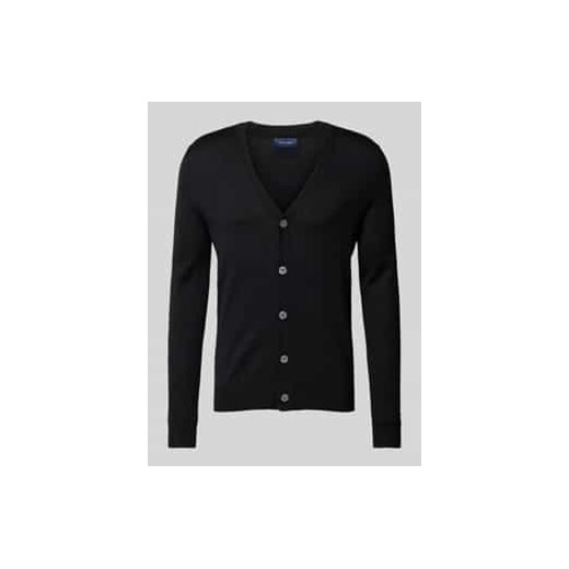 Kardigan o kroju slim fit z mieszanki wełny z dekoltem w serek ze sklepu Peek&Cloppenburg  w kategorii Swetry męskie - zdjęcie 177852062