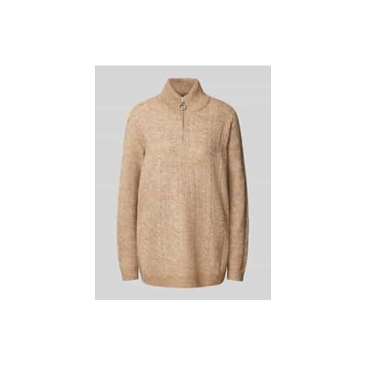Sweter z dzianiny o kroju regular fit z zapinanym kołnierzem model ‘MILI’ ze sklepu Peek&Cloppenburg  w kategorii Swetry damskie - zdjęcie 177852550