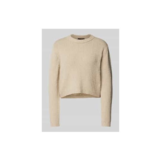 Sweter krótki z dzianiny z prążkowanymi wykończeniami ze sklepu Peek&Cloppenburg  w kategorii Swetry damskie - zdjęcie 177853074