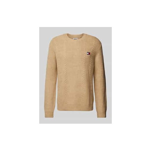Sweter z dzianiny ze ściegiem warkoczowym model ‘SLIM CABLE’ ze sklepu Peek&Cloppenburg  w kategorii Swetry męskie - zdjęcie 177853623