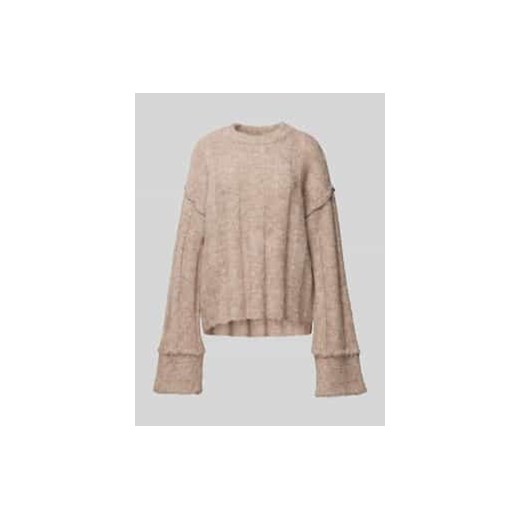 Sweter o luźnym kroju z dzianiny z dodatkiem wełny z detalami na brzegach model ‘RUBBLE’ ze sklepu Peek&Cloppenburg  w kategorii Swetry damskie - zdjęcie 177856430