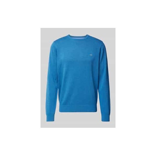 Sweter z dzianiny z wyhaftowanym logo model ‘Superfine’ ze sklepu Peek&Cloppenburg  w kategorii Swetry męskie - zdjęcie 177856954