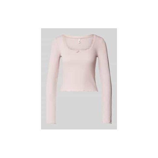 Bluzka o kroju slim fit z długim rękawem i dekoltem w łódkę obszytym koronką model ‘WILMA’ ze sklepu Peek&Cloppenburg  w kategorii Bluzki damskie - zdjęcie 177857290