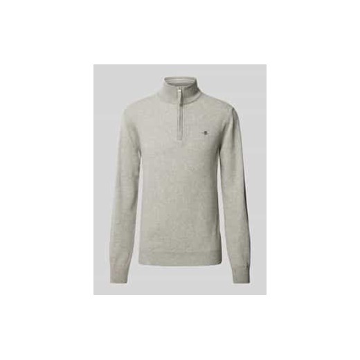 Sweter z dzianiny z wyhaftowanym logo model ‘SUPERFINE’ ze sklepu Peek&Cloppenburg  w kategorii Swetry męskie - zdjęcie 177857540