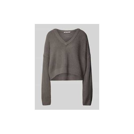 Sweter krótki z dzianiny z prążkowanymi wykończeniami ze sklepu Peek&Cloppenburg  w kategorii Swetry damskie - zdjęcie 177858090