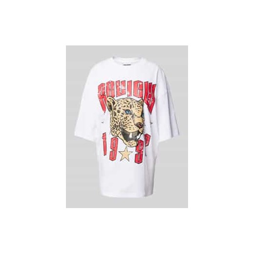 T-shirt o kroju oversized z dodatkiem wiskozy i nadrukiem z logo ze sklepu Peek&Cloppenburg  w kategorii Bluzki damskie - zdjęcie 177858313