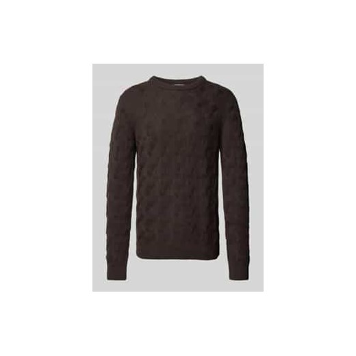 Sweter z dzianiny z fakturowanym wzorem model ‘CALLIS’ ze sklepu Peek&Cloppenburg  w kategorii Swetry męskie - zdjęcie 177859692