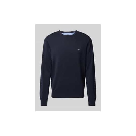 Sweter z dzianiny z wyhaftowanym logo model ‘Superfine’ ze sklepu Peek&Cloppenburg  w kategorii Swetry męskie - zdjęcie 177860183