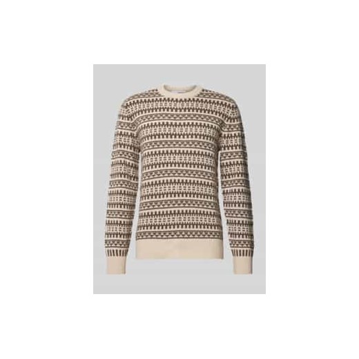 Sweter z dzianiny z prążkowanymi wykończeniami model ‘FARFLY’ ze sklepu Peek&Cloppenburg  w kategorii Swetry męskie - zdjęcie 177861274