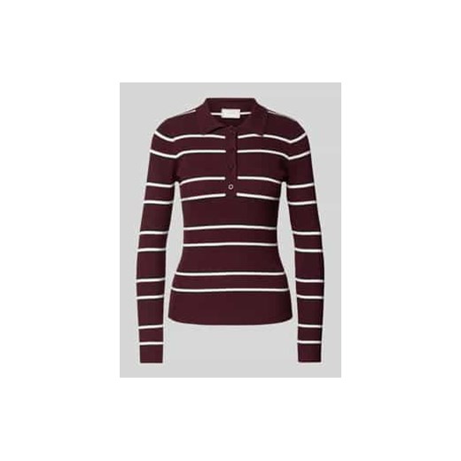 Bluzka z mieszanki wiskozy z długim rękawem i kołnierzykiem polo model ‘Jillan’ ze sklepu Peek&Cloppenburg  w kategorii Bluzki damskie - zdjęcie 177861280