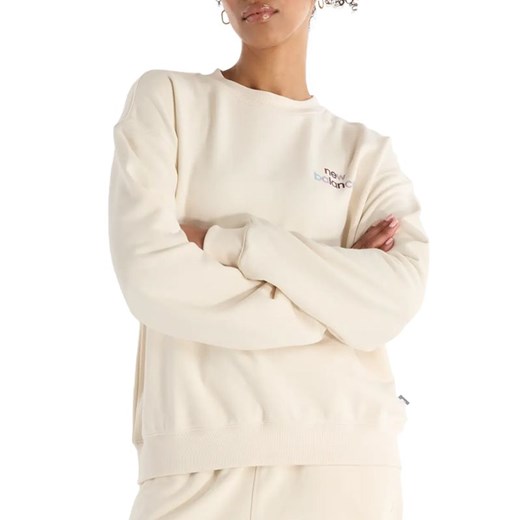 Bluza New Balance WT43559LIN - beżowa ze sklepu streetstyle24.pl w kategorii Bluzy damskie - zdjęcie 177862670