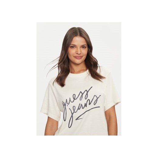 Guess Jeans T-Shirt W4BI54 K8HM0 Écru Boxy Fit XL MODIVO
