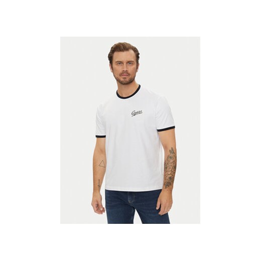 Guess Jeans T-Shirt M4YI43 K8FQ4 Biały Regular Fit ze sklepu MODIVO w kategorii T-shirty męskie - zdjęcie 177878180