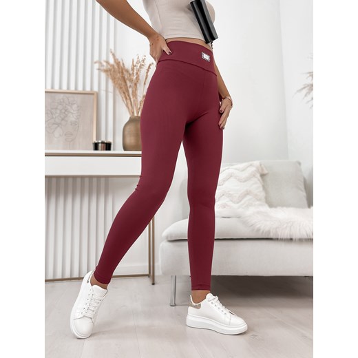 legginsy prążkowane priver bordowe ze sklepu UBRA w kategorii Spodnie damskie - zdjęcie 177888750