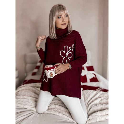 sweter teamo bordowy one size ze sklepu UBRA w kategorii Swetry damskie - zdjęcie 177889842