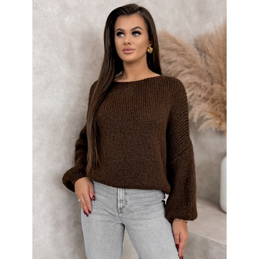 sweter farro brązowy one size ze sklepu UBRA w kategorii Swetry damskie - zdjęcie 177890321