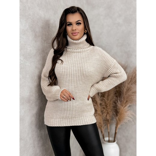 sweter saria beżowy one size ze sklepu UBRA w kategorii Swetry damskie - zdjęcie 177891161