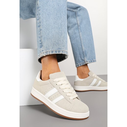 Beżowe Sneakersy Ozdobione Paskami Dolirenna ze sklepu renee.pl w kategorii Buty sportowe damskie - zdjęcie 177892851