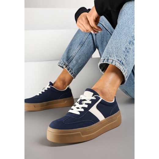 Granatowe Sneakersy na Grubej Podeszwie w Stylu Kultowych Tenisówek Hanelith ze sklepu renee.pl w kategorii Buty sportowe damskie - zdjęcie 177892863