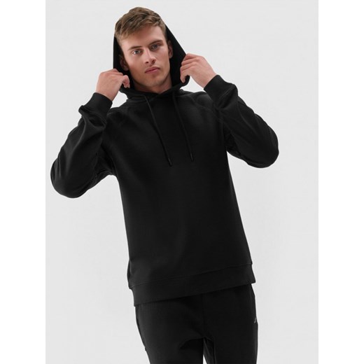 Męska bluza dresowa nierozpinana z kapturem 4F 4FRAW24TSWSM1821 - czarna ze sklepu Sportstylestory.com w kategorii Bluzy męskie - zdjęcie 177893623