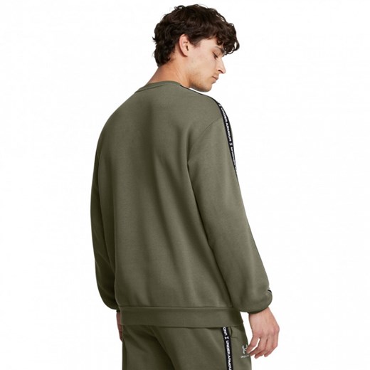 Męska bluza dresowa nierozpinana bez kaptura Under Armour UA Icon Fleece Crew Taping - zielona ze sklepu Sportstylestory.com w kategorii Bluzy męskie - zdjęcie 177894752