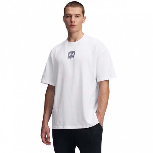 Męski t-shirt z nadrukiem Under Armour UA M Hw Os Sm Box Ss - biały ze sklepu Sportstylestory.com w kategorii T-shirty męskie - zdjęcie 177894851