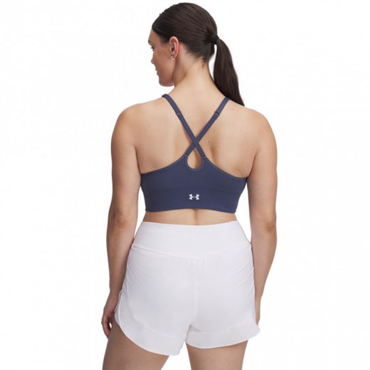 Damski biustonosz treningowy Under Armour Vanish Seamless Low Bra - granatowy ze sklepu Sportstylestory.com w kategorii Biustonosze - zdjęcie 177895020